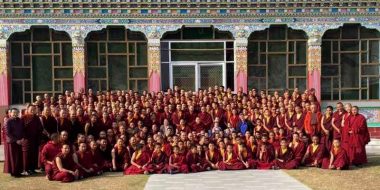 Mindrolling monks gather for a Losar photo.