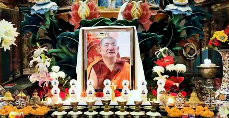 Shrine during prayers for Kyabje Kathok Getse Rinpoche at Mindrolling